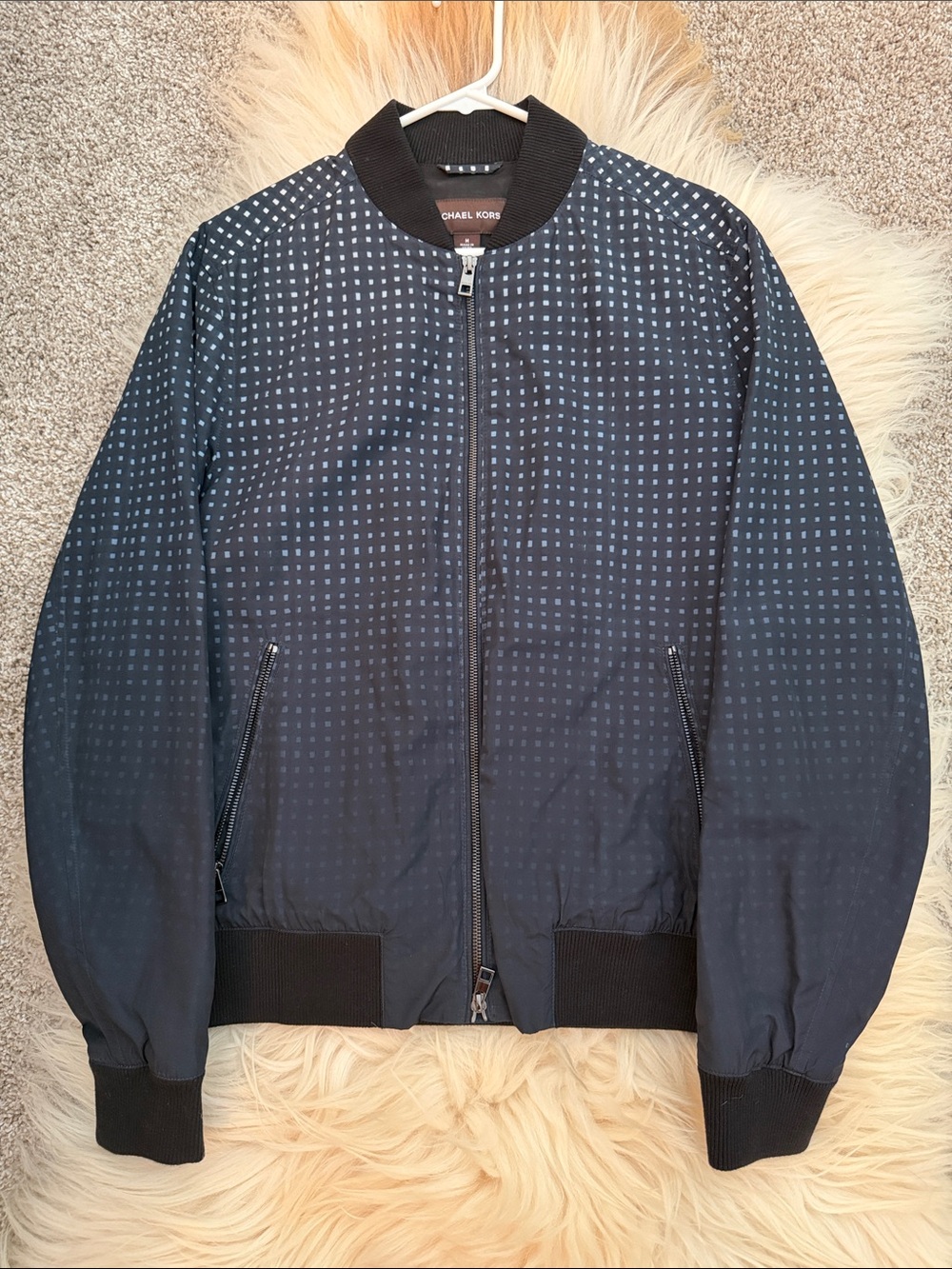 Michael Kors Men’s Navy Dot-Pattern Bomber Jacket